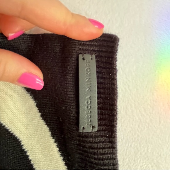 Rebecca Minkoff Black and White Peace Sign Scarf - Picture 3 of 5